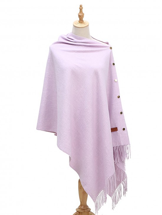 Cashmere Feeling Shawl w/ Openable Button Details